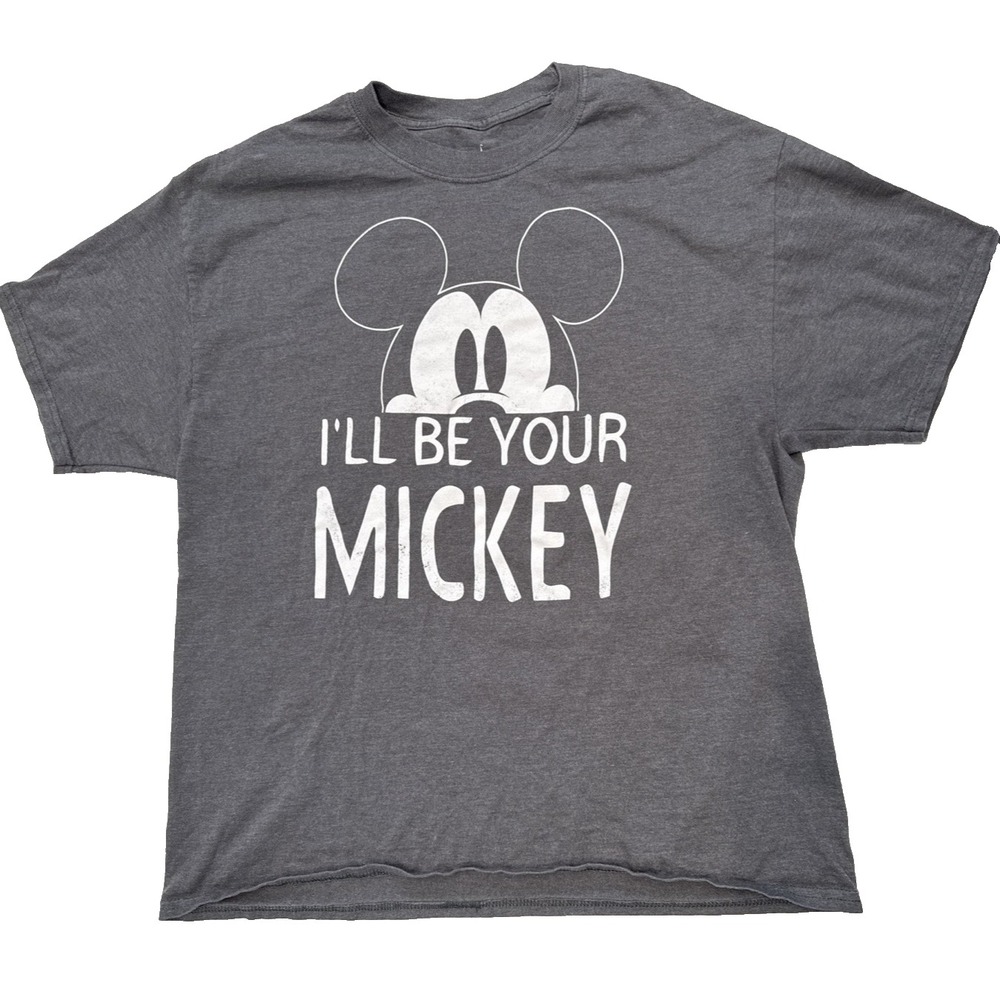 Disney Gray Short Sleeve T-Shirt of Mickey Mouse & “I’ll Be Your Mickey” XL